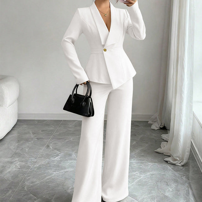 Ensemble deux pièces tailleur-pantalon décontracté pour femme Main Image