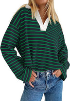 Sweat-shirt décontracté à manches longues avec broderie assortie à l'encolure