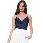 Débardeur en satin de rayonne uni décontracté pour femme
