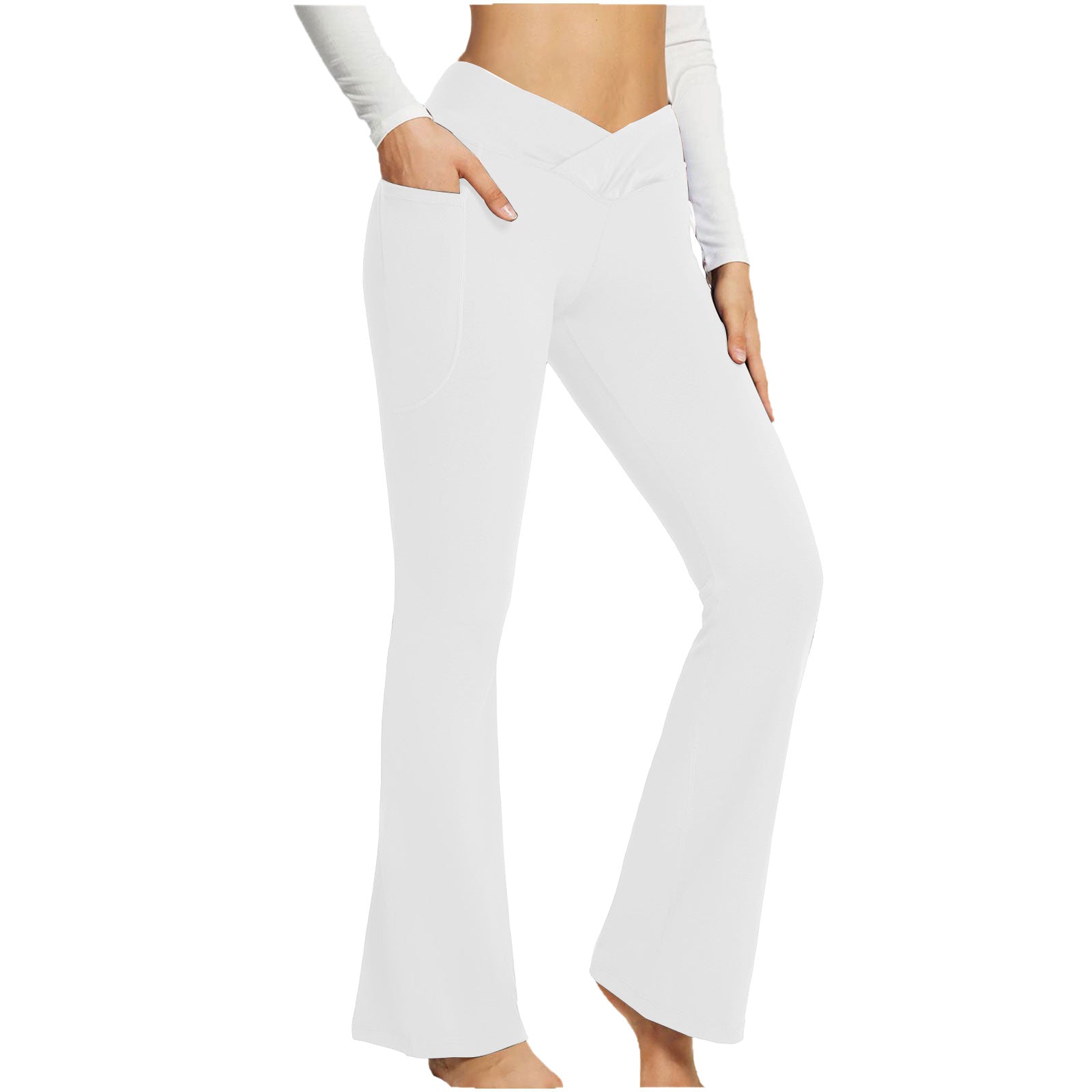 Pantalon de yoga à jambes larges, taille haute et coupe ajustée pour femme