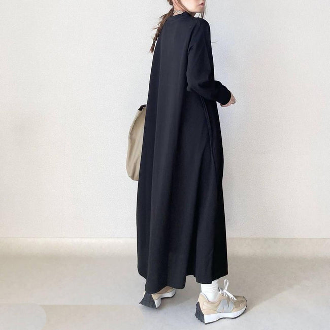 Robe ample amincissante à col rond et manches longues pour femme Main Image