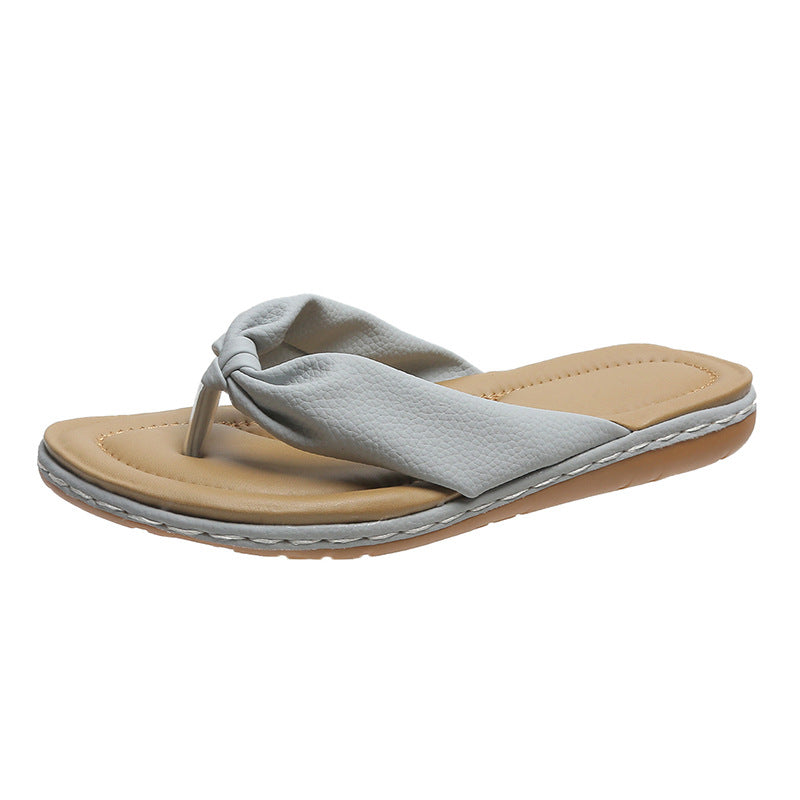 Claquettes Tongs Sandales D'Été Plates De Plage Pour Femmes À Bout Ouvert Et Nœud