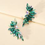Boucles d'oreilles clous de luxe en cristal en forme d'ailes, strass scintillants, bijoux élégants pour femmes, soirée, mariage, bal de promo