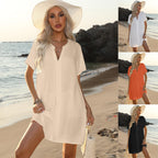 Robe de plage décontractée à col en V pour femmes