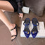 Sandales à talons aiguilles pointues et à boucle en métal de style français pour femmes