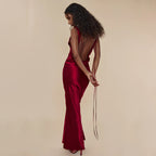 Robe longue de soirée lacée en dentelle, style banquet, pour femme