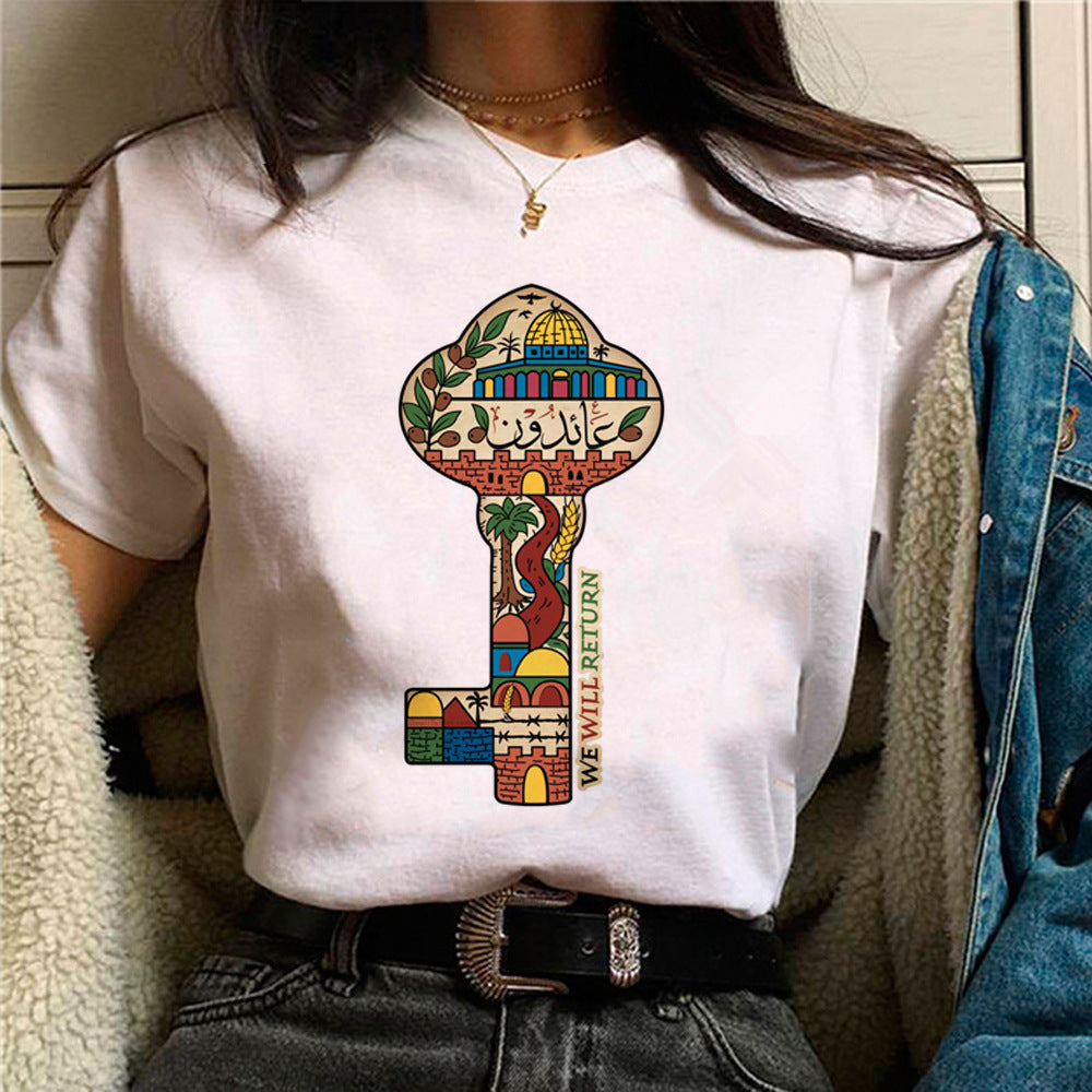 Palestine T-shirts Femme Bande dessinée Japonaise T-shirt Femme Drôle