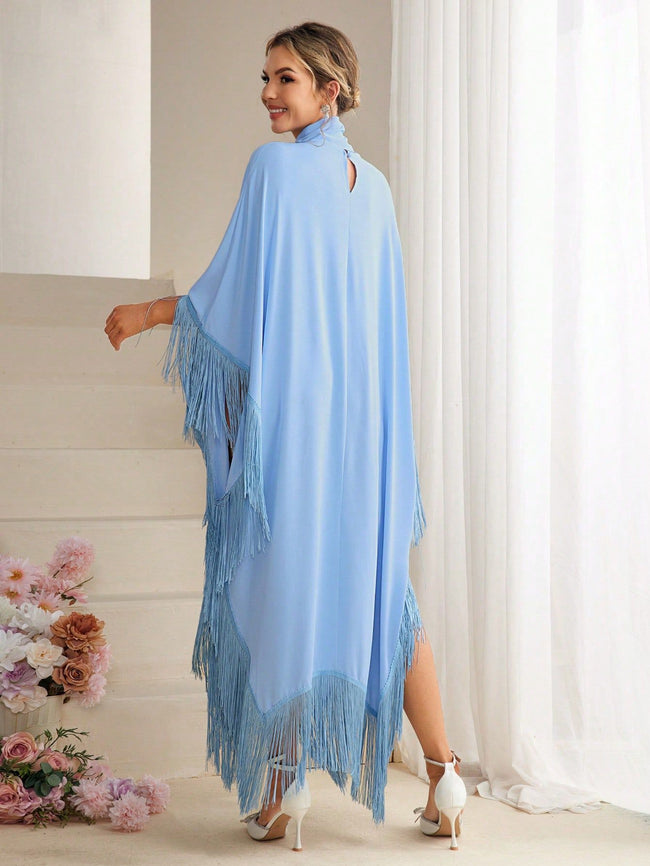 Robe Femme Broderie Luxe Léger Manches Longues Main Image