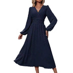 Robe à manches lanternes et taille plissée