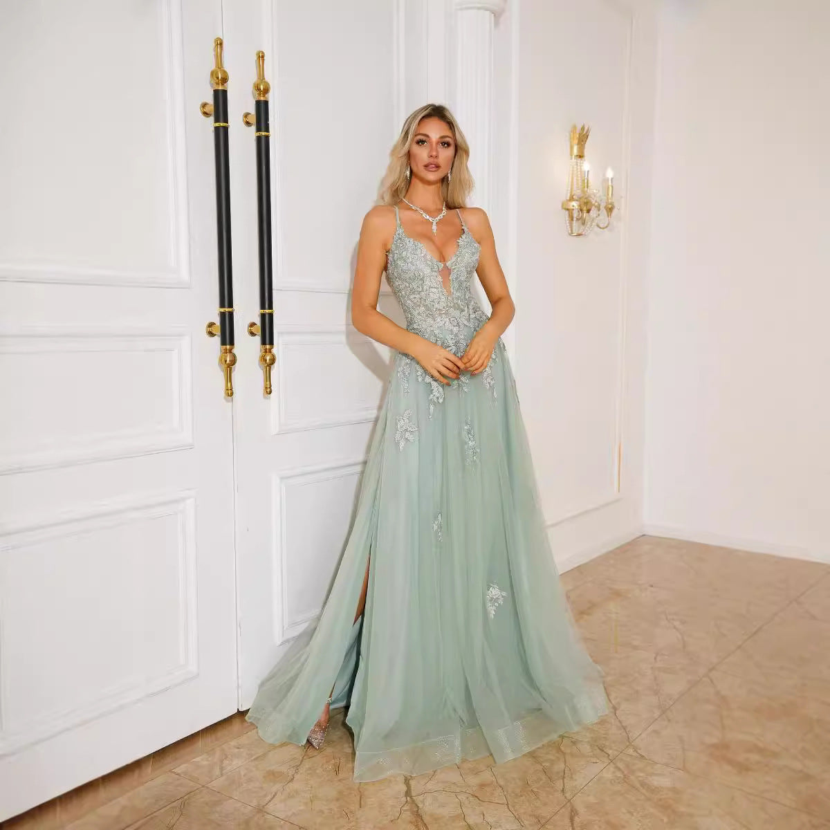 Robes de soirée pour femmes Robe de danse à bretelles longue