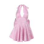 Robe jacquard à nœud dos nu coupe ajustée femme
