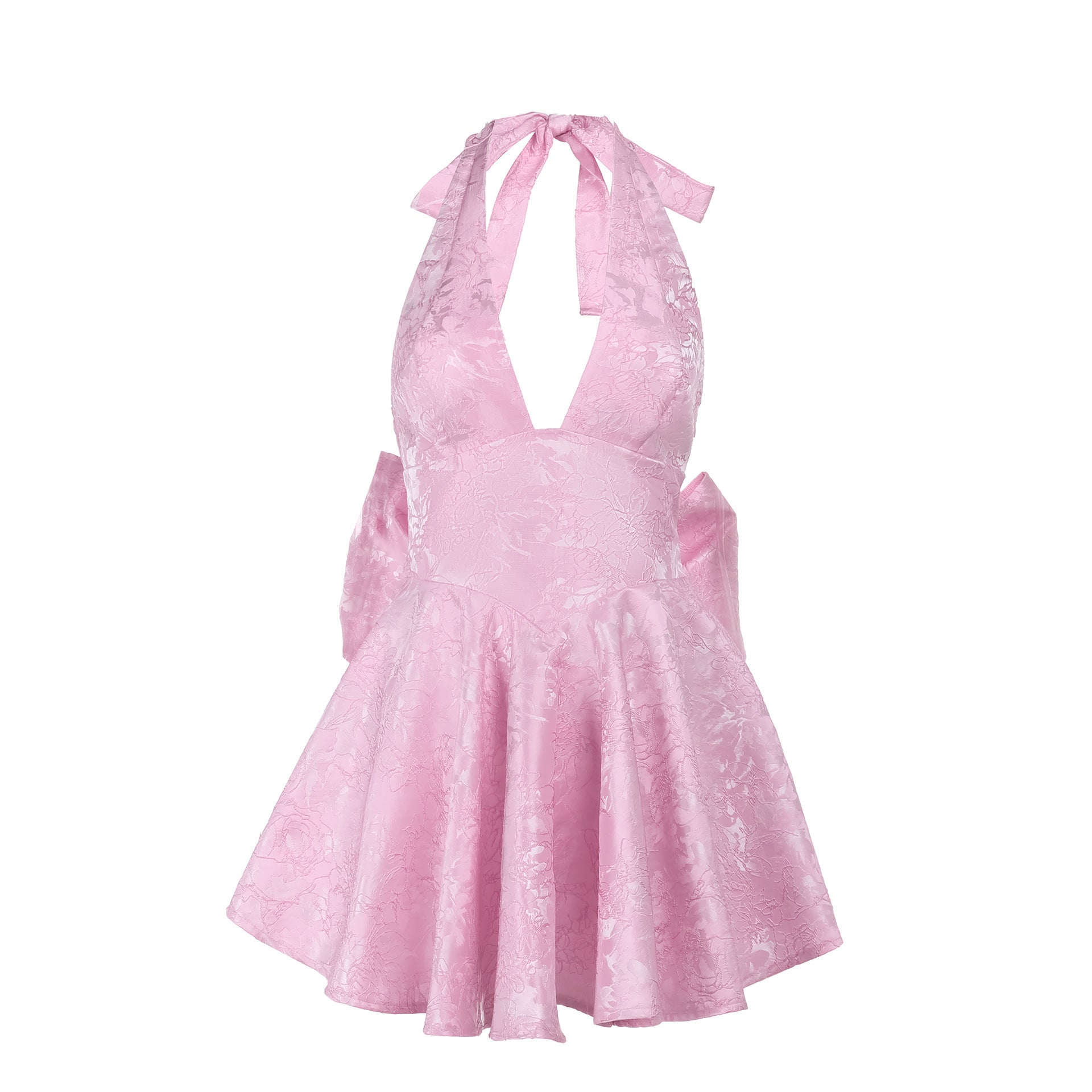 Robe jacquard à nœud dos nu coupe ajustée femme