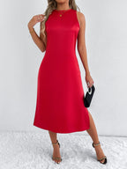 Robe en Satin Couleur Pure pour Femme