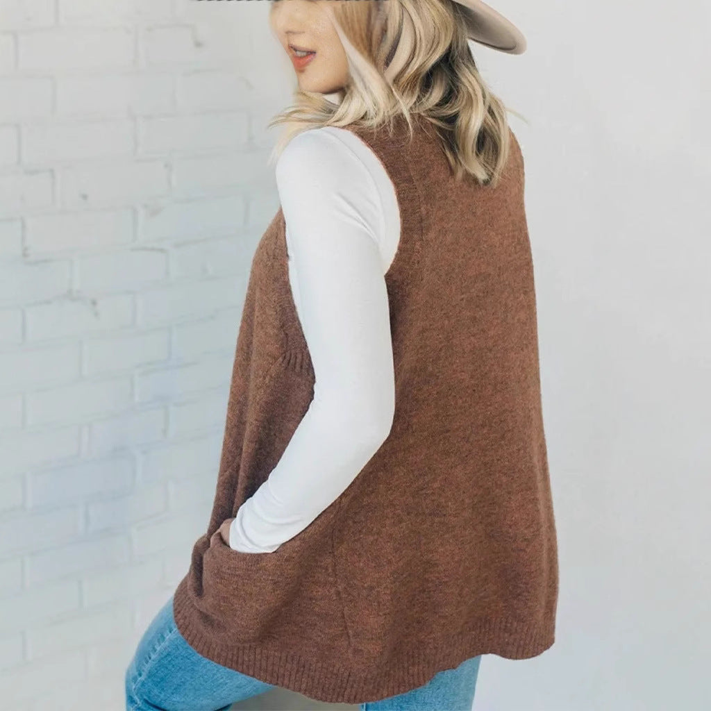 Gilet décontracté en tricot ample pour femme