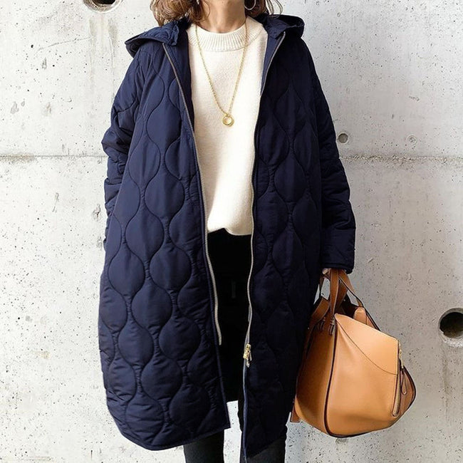 Manteau à capuche en coton à losanges, nouveau, pour femme, collection automne et hiver Hover Image