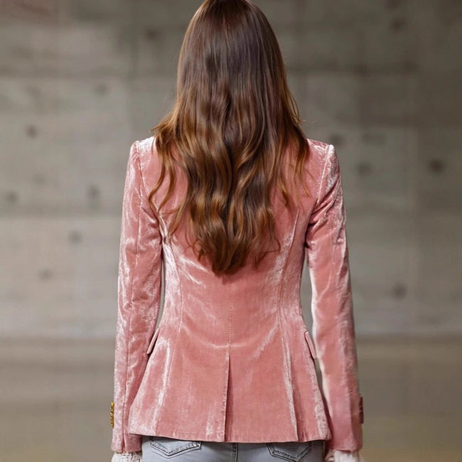 Blazer ajusté en velours à manches longues pour femme automne-hiver Main Image