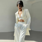 Halterneck Vest Set Lace-up Skirt Trousers Drape Satin Suit