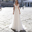 Une robe de mariée en mousseline série A, col en V, manches longues