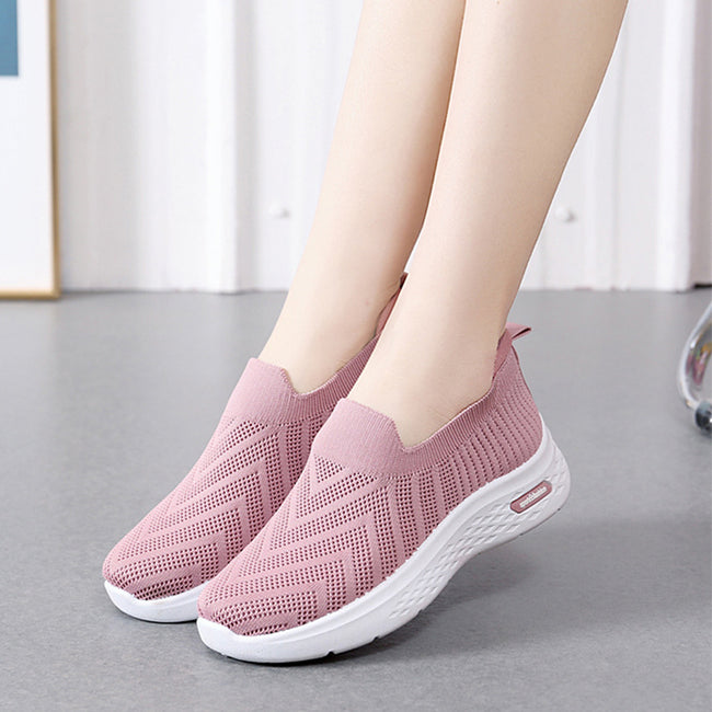 Chaussures décontractées en maille chaussettes à enfiler plates pour femmes baskets décontractées à semelle souple chaussures de sport de marche Main Image