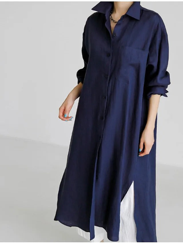 Cardigan Femme Coton et Lin Robe Mi-Manches Femme