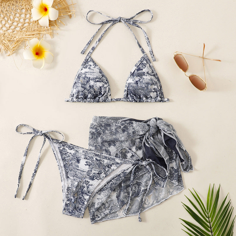 Bikini de protection solaire en maille imprimée pour femme