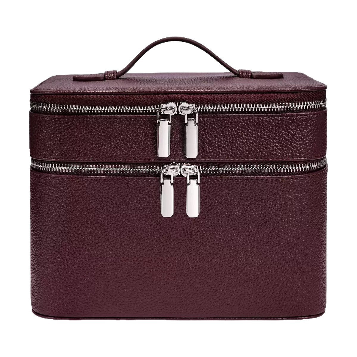 Nouveau sac de maquillage portable en PU double couche grande capacité