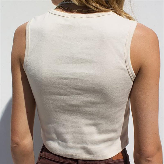 Women's Butterfly Print Sleeveless Crewneck Tank Top Main Image