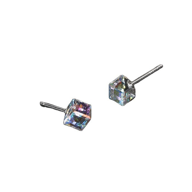 Boucles d'oreilles Water Cube Aiguille en argent Bijoux d'oreilles Femme Hover Image