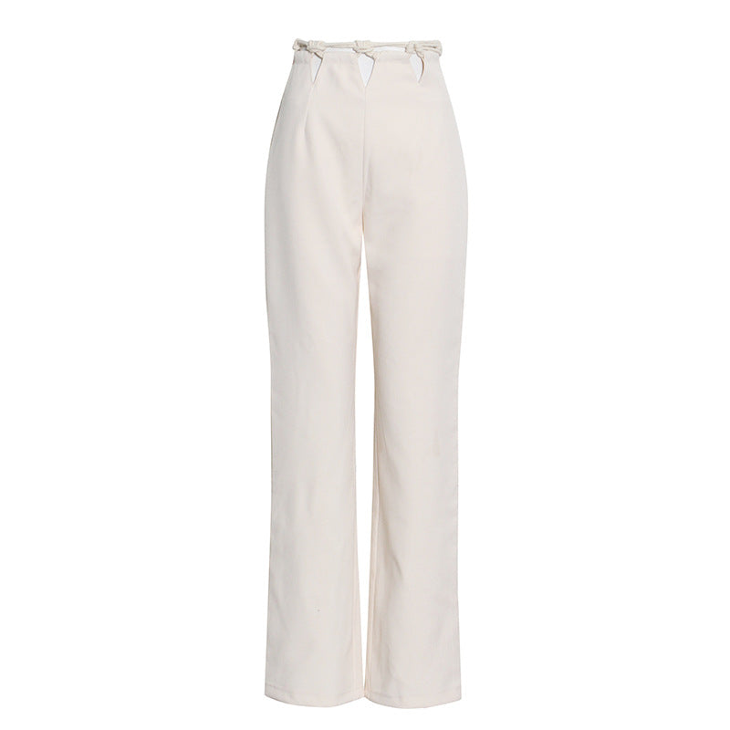 Woven Stitching Statement One-button Cropped Blazer Pants