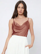 Débardeur en satin de rayonne uni décontracté pour femme