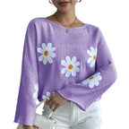 Pull en maille ample Sweet Flowers pour femmes