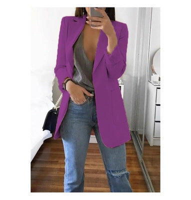 Blazer cardigan fin à revers élégant