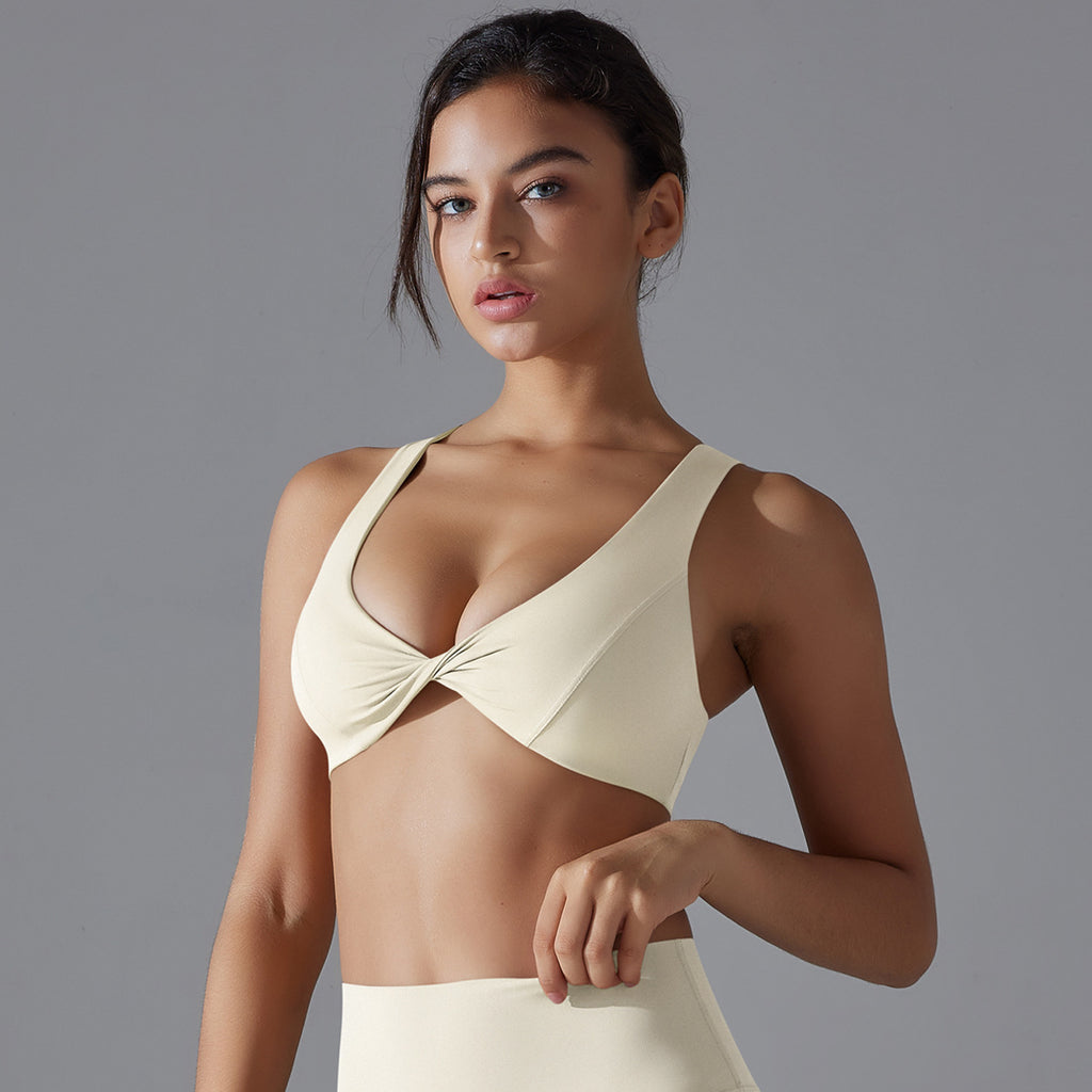 Soutien-gorge de yoga mode de couleur unie pour femme