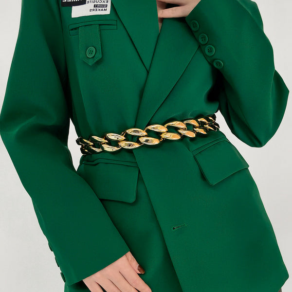 Chaîne de taille pour femme en métal doré ajouré, chaîne de corps personnalisée, chaîne cubaine simple et sexy, accessoires de robe.