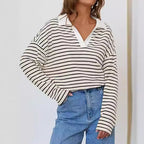 Sweat-shirt décontracté à manches longues avec broderie assortie à l'encolure