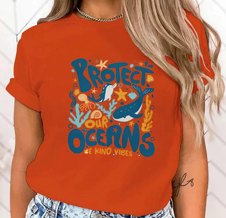 T-shirt Premium Chaud Protégez l'océan Imprimé