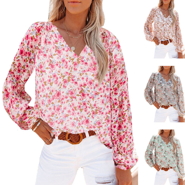 Chemisier Femme Manches Lanterne Imprimé Floral Mousseline Hover Image