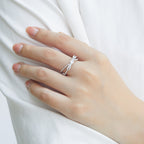 Bagues 925 Argent Croix Rotative Dénier Zircon Bague de Fiançailles pour Femme