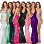 European And American Skirt Summer Women's Deep V Halter Backless Dress
