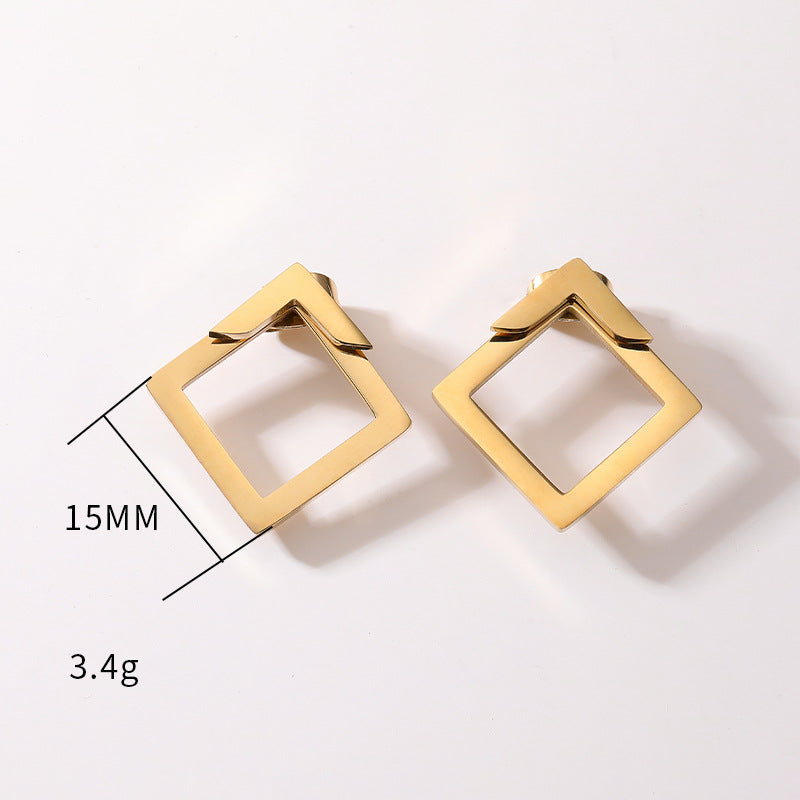 Boucles d'oreilles carrées géométriques simples de style européen et américain pour femmes, bijoux d'oreille en métal tendance et simples