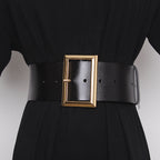 Fashion Cowhide Patent Leather With Coat Skirt Wide Belt