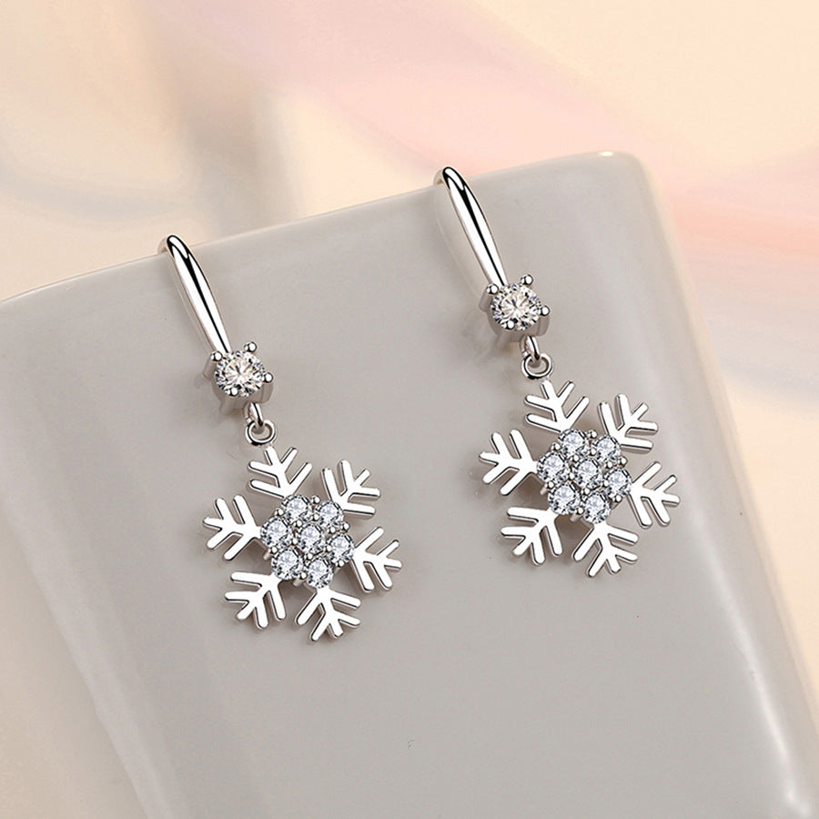 Boucles d'oreilles flocon de neige de tempérament avec strass, boucles d'oreilles de Noël personnalisées à la mode pour femmes, bijoux
