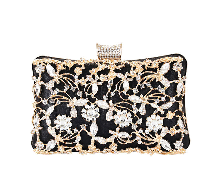 Pochette de Soirée Élegante Strass Femme Luxe Marque Fête Chaîne Sac Bandoulière