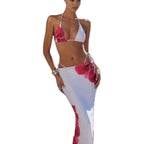 Maillot de bain bikini jupe bandage sexy imprimée