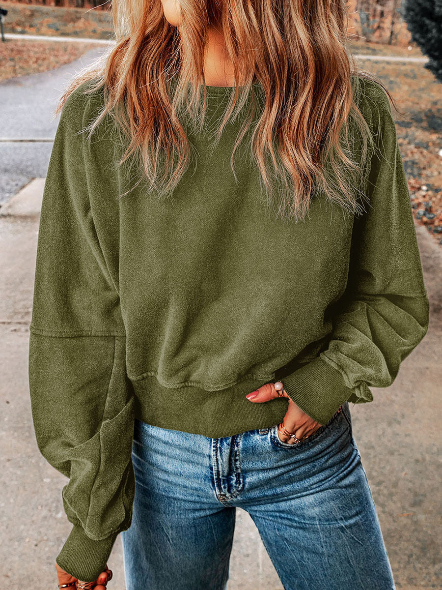 Pull sans dos pour femmes Haut à manches longues de couleur unie pour femmes