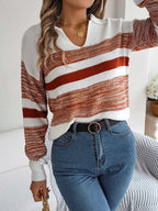 Pull en tricot rayé à la mode pour femme