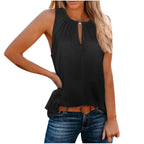 Gilet à col en V de couleur unie avec boucle et design élégant à la mode pour femme