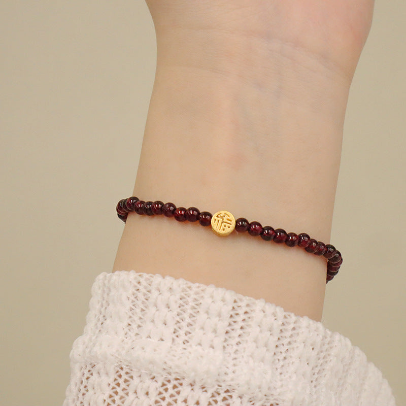 Bracelet gourde simple en grenat pour femmes