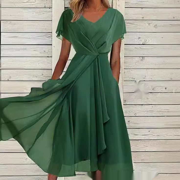 Robe en mousseline unie pour femme