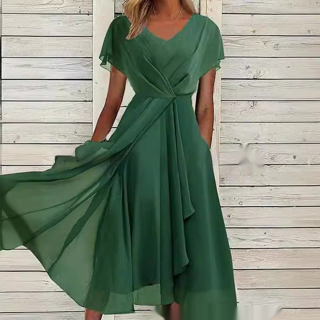 Robe en mousseline unie pour femme Hover Image